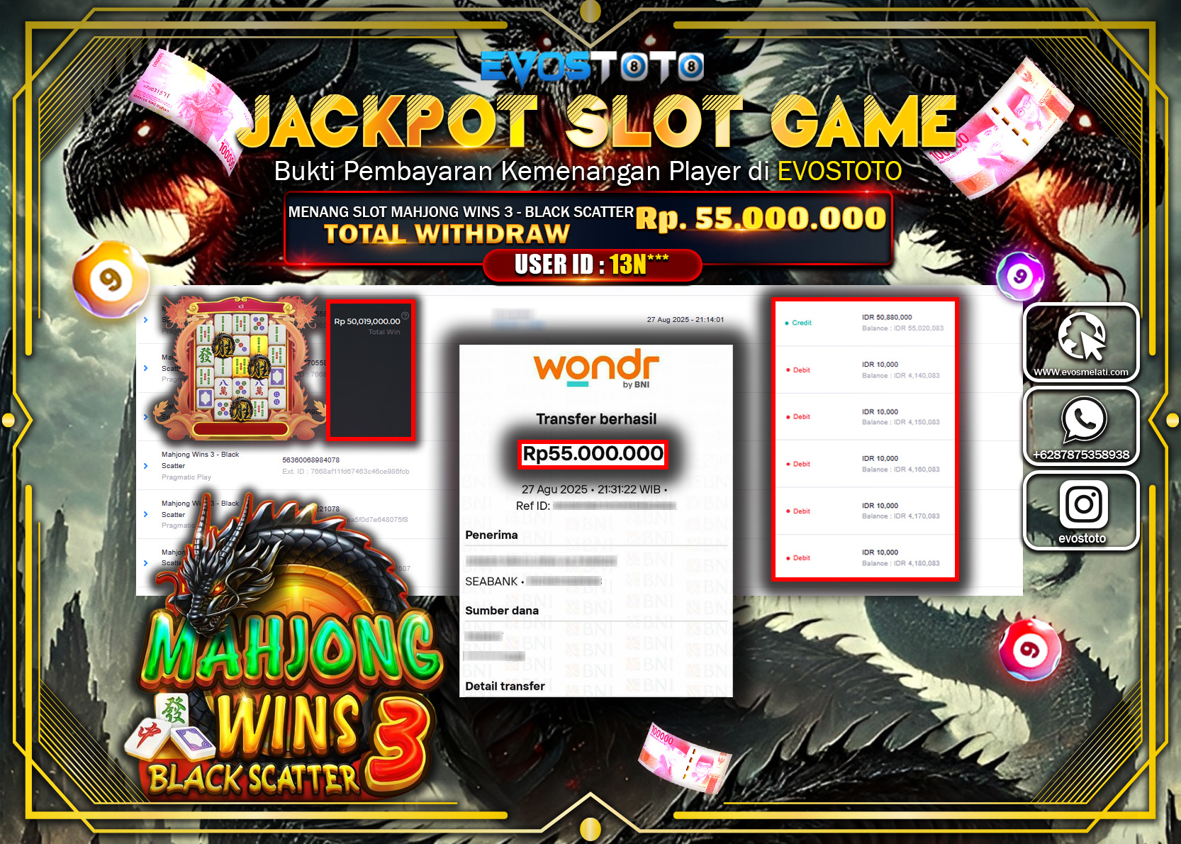 PEMBAYARAN JACKPOT SLOT MAHJONG WINS 3 - BLACK SCATTER Rp55.000.000 DI BAYAR LANGSUNG !