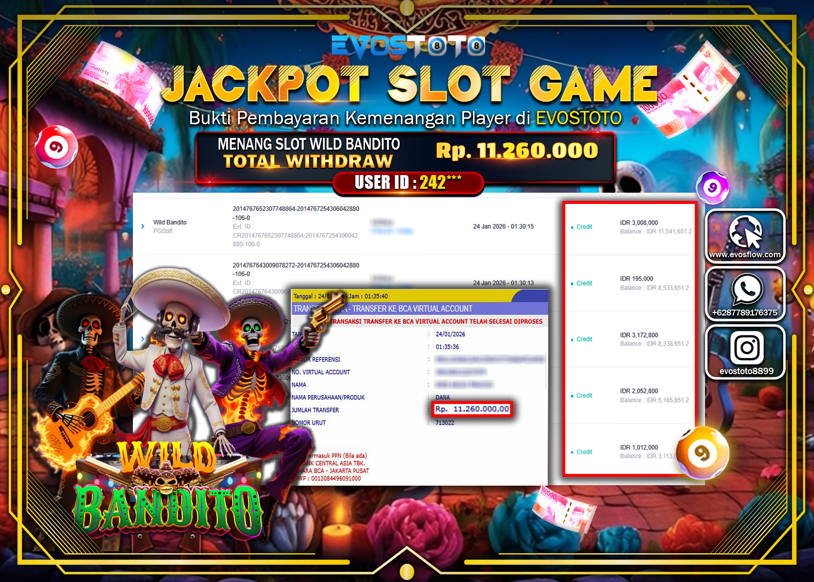 PEMBAYARAN JACKPOT SLOT WILD BANDITO Rp.11.260.000 DI BAYAR LANGSUNG !