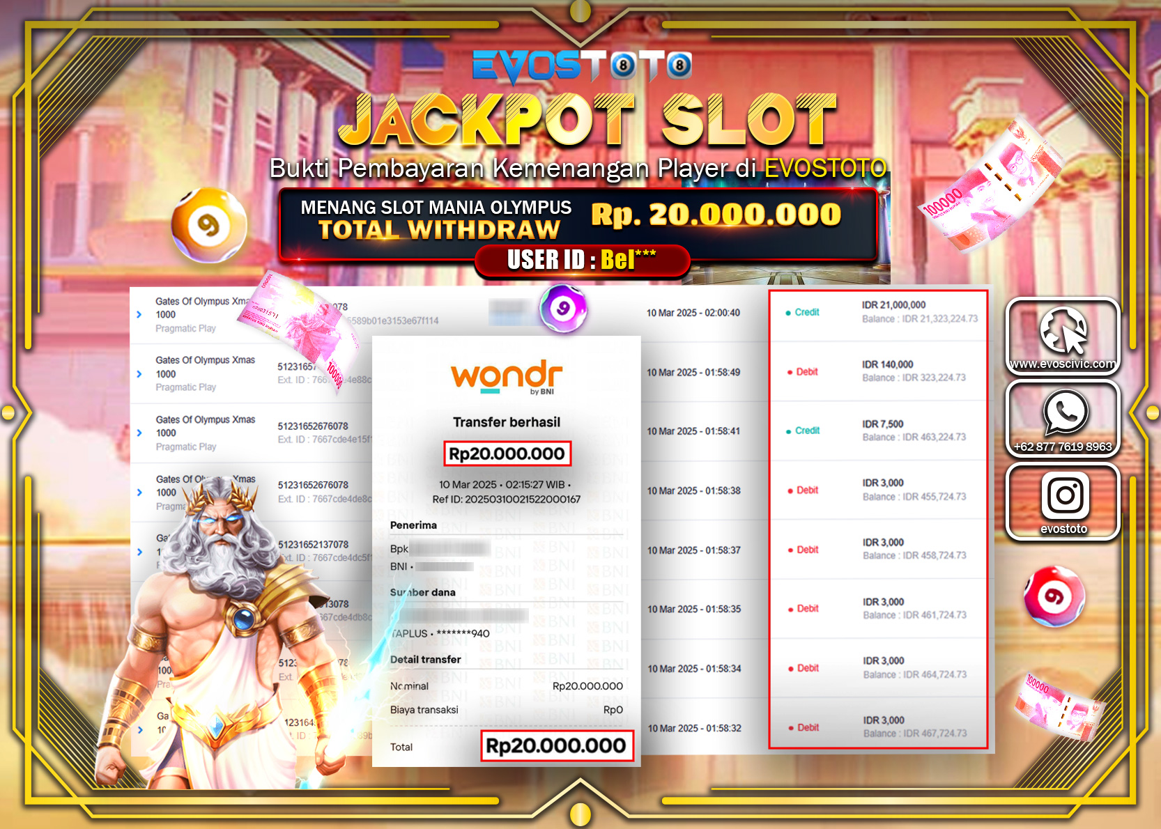 PEMBAYARAN JACKPOT SLOT GATES OF OLYMPUS 1000 20.000.000 DI BAYAR LANGSUNG !