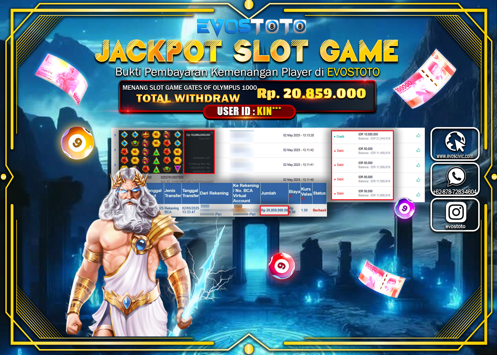 PEMBAYARAN JACKPOT SLOT GATES OF OLYMPUS 1000 Rp.20.859.000 DI BAYAR LANGSUNG !