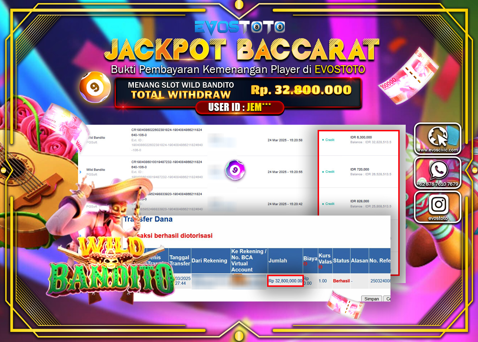 PEMBAYARAN JACKPOT SLOT WILD BANDITO Rp.32.800.000 DI BAYAR LANGSUNG !
