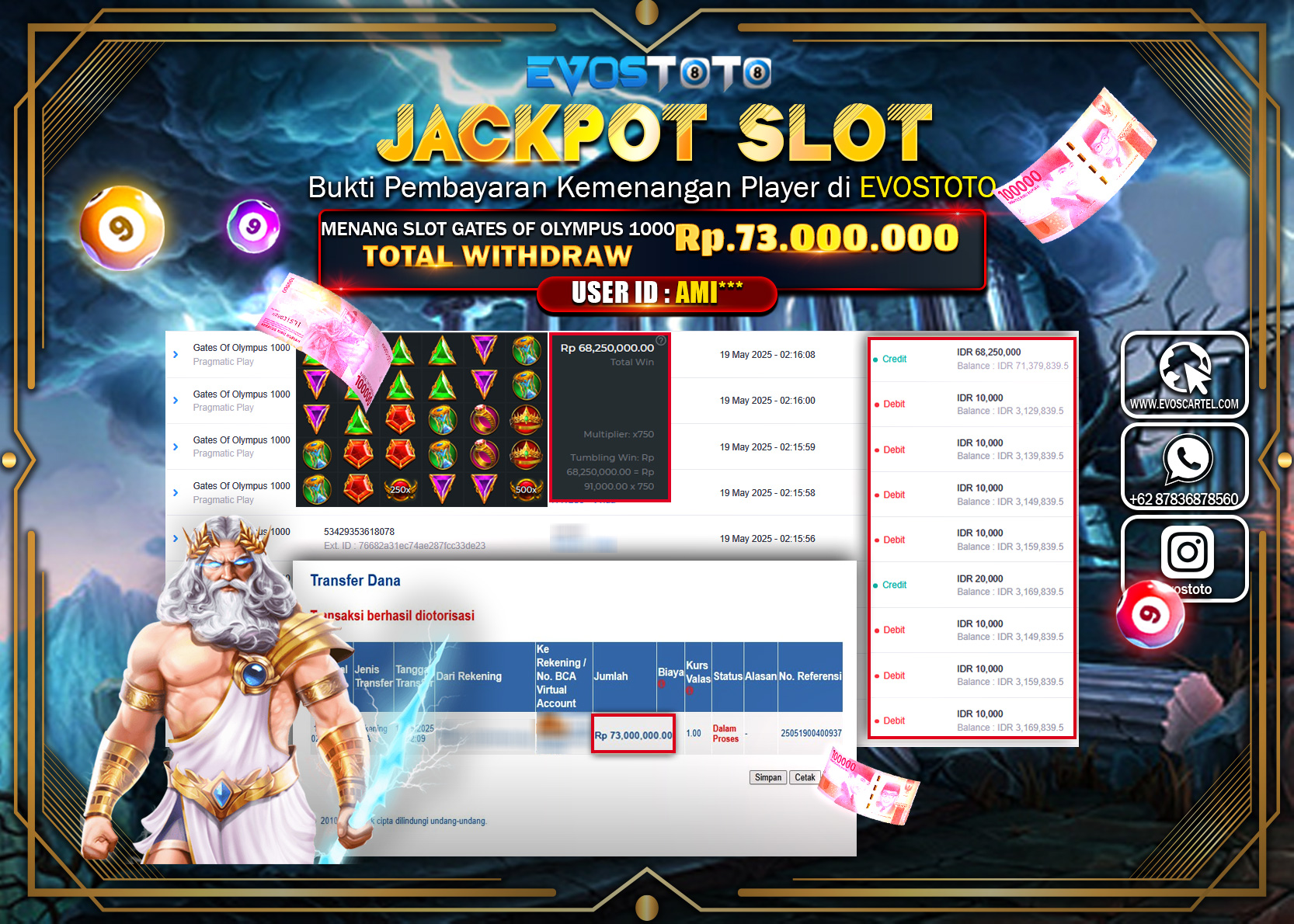 PEMBAYARAN JACKPOT SLOT GATES OF OLYMPUS  1000 Rp73.000.000 DI BAYAR LANGSUNG !