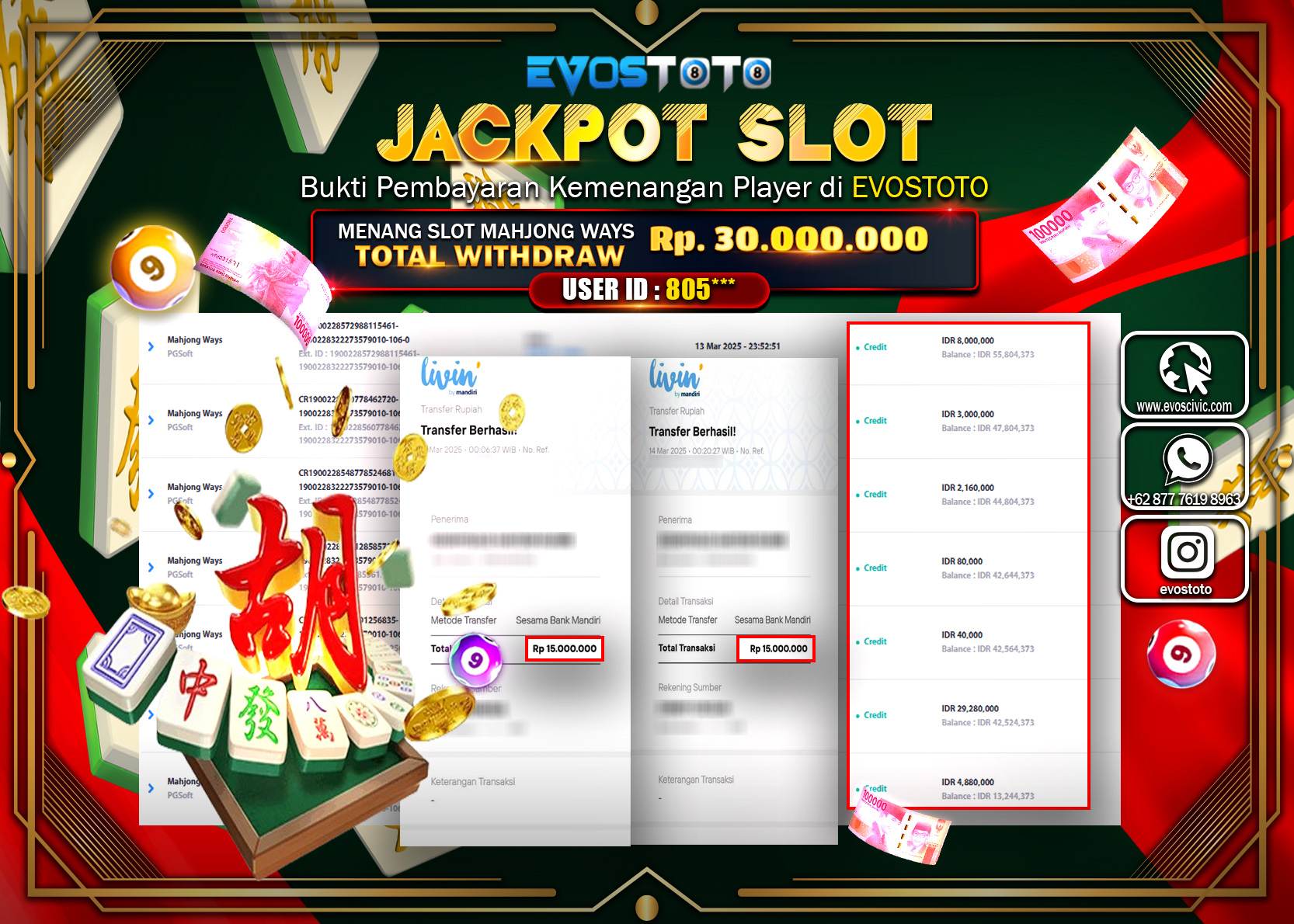 PEMBAYARAN JACKPOT SLOT MAHJJONG WAYS Rp. 30.000.000 DI BAYAR LANGSUNG !