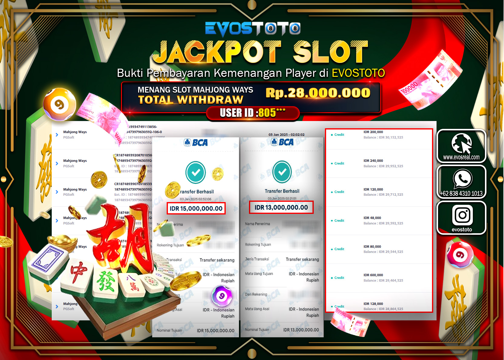 PEMBAYARAN JACKPOT SLOT MAHJONG WAYS Rp.28.000.000 DI BAYAR LANGSUNG !