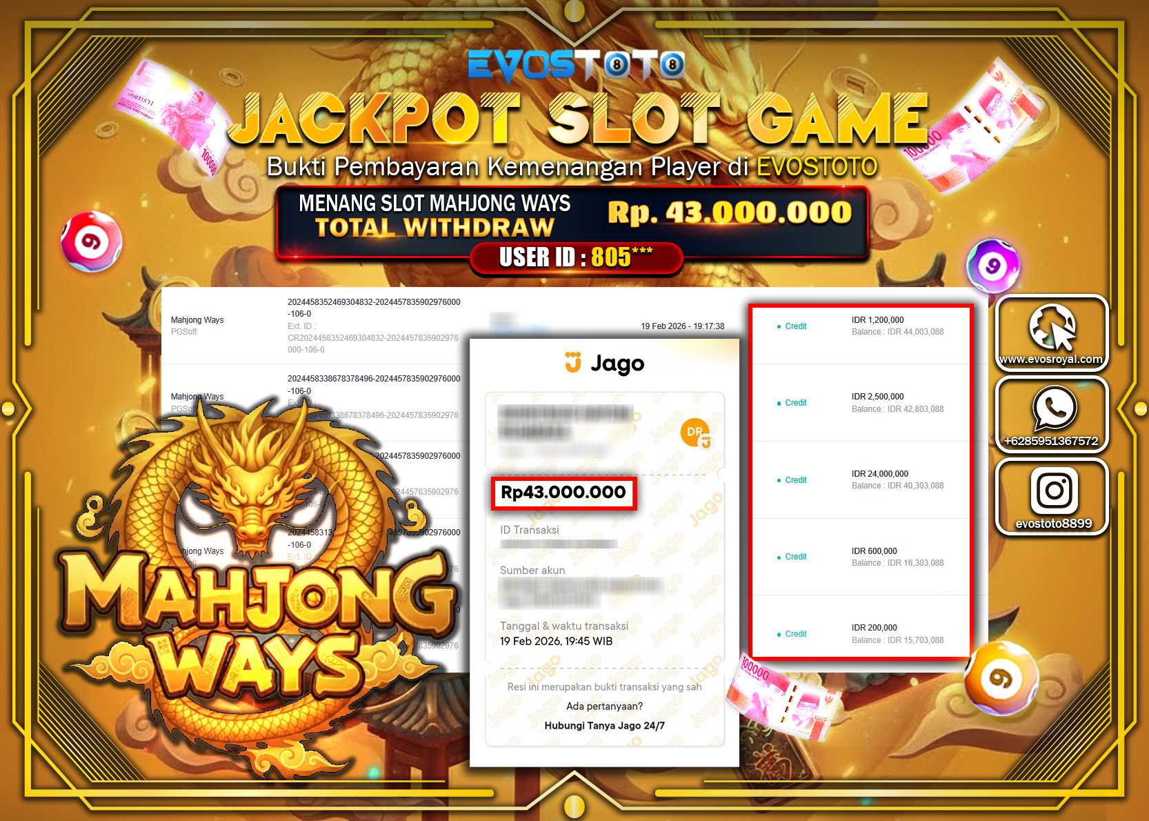 PEMBAYARAN JACKPOT SLOT MAHJONG WAYS Rp.43.000.000 DI BAYAR LANGSUNG !