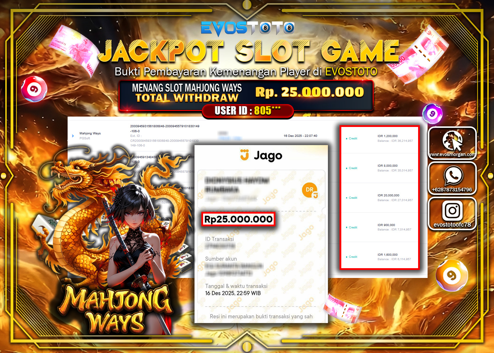 PEMBAYARAN JACKPOT SLOT MAHJONG WAYS Rp.25.000.000 DI BAYAR LANGSUNG !