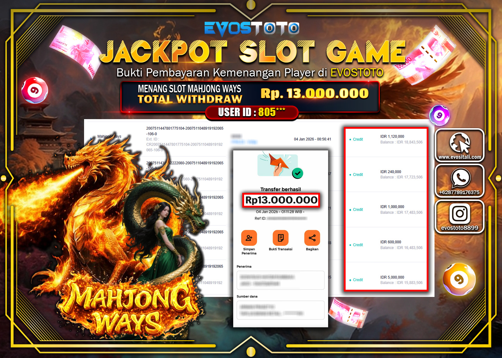 PEMBAYARAN JACKPOT SLOT MAHJONG WAYS Rp.13.000.000 DI BAYAR LANGSUNG !