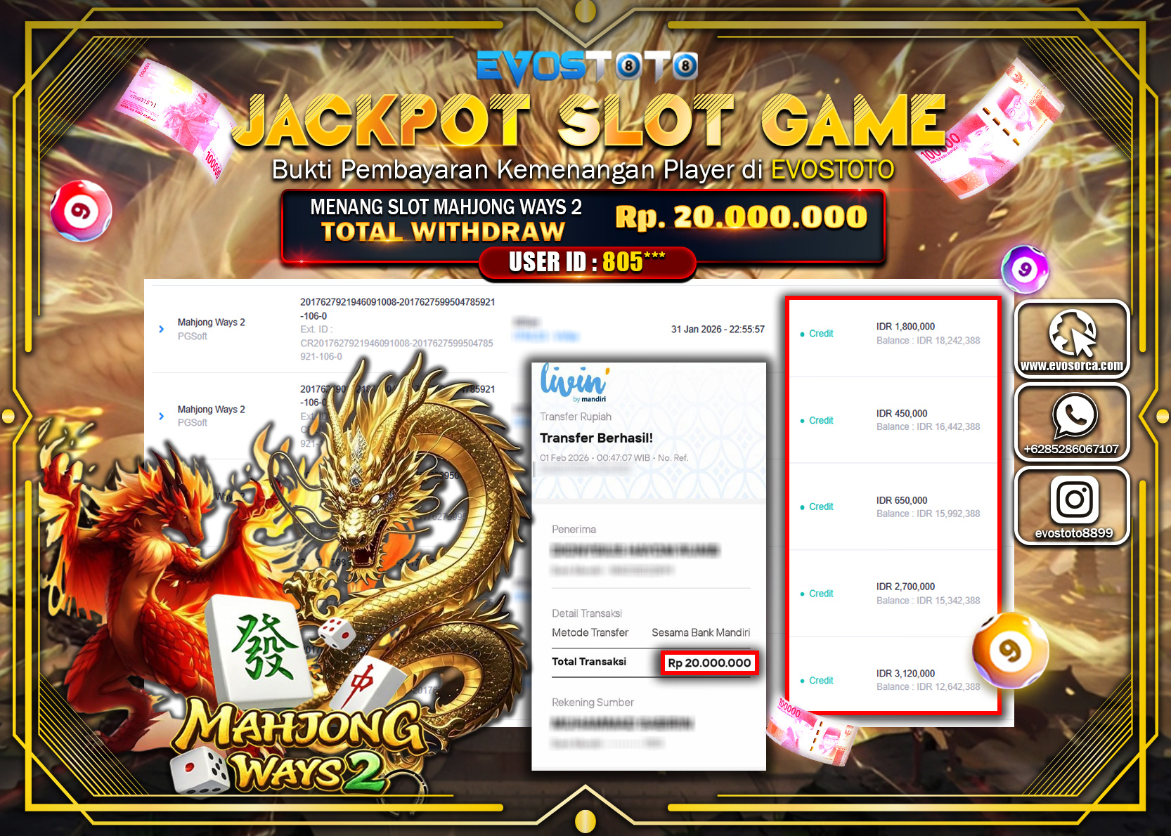 PEMBAYARAN JACKPOT SLOT MAHJONG WAYS 2 Rp.20.000.000 DI BAYAR LANGSUNG !