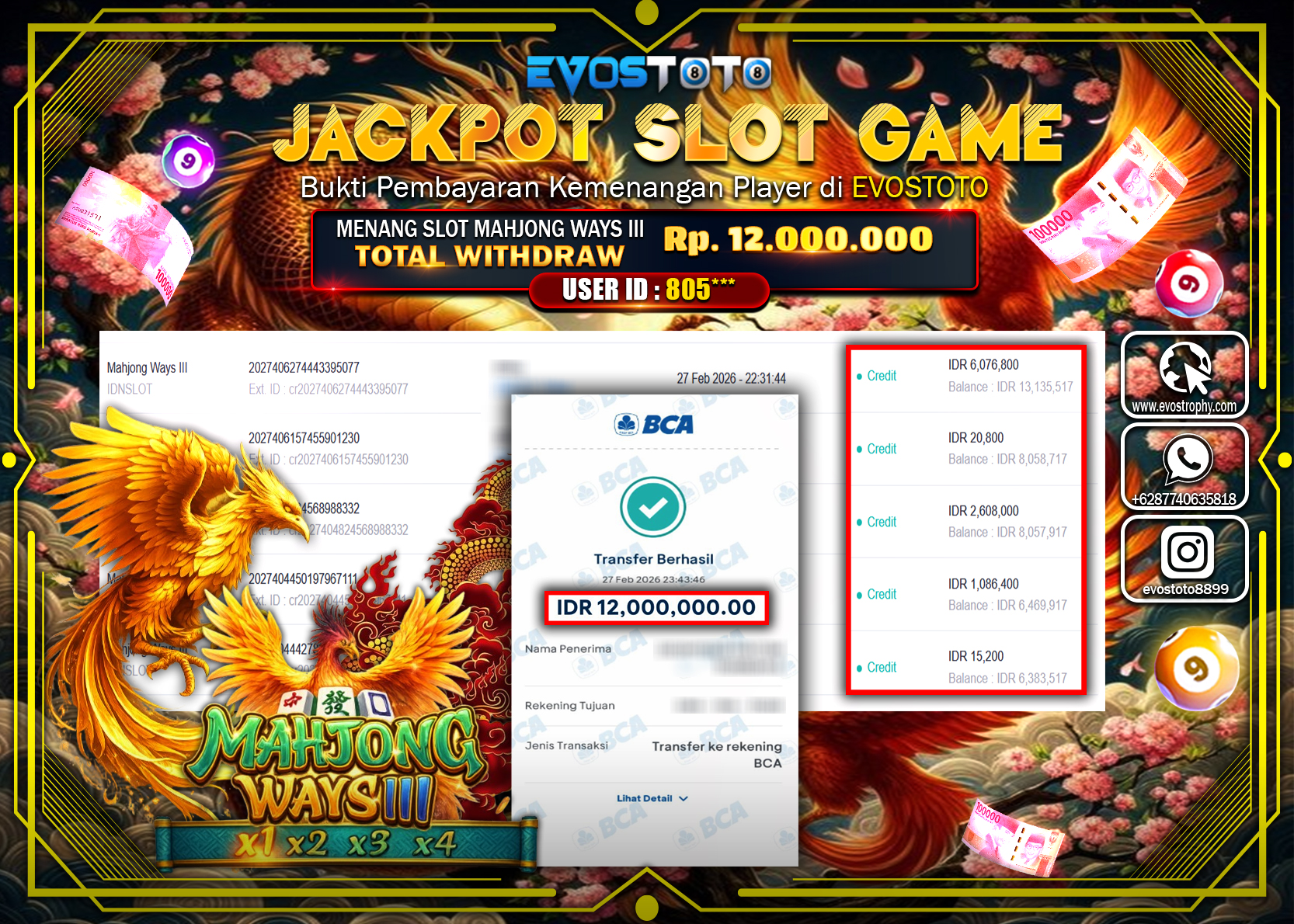 PEMBAYARAN JACKPOT SLOT MAHJONG WAYS III Rp.12.000.000 DI BAYAR LANGSUNG !