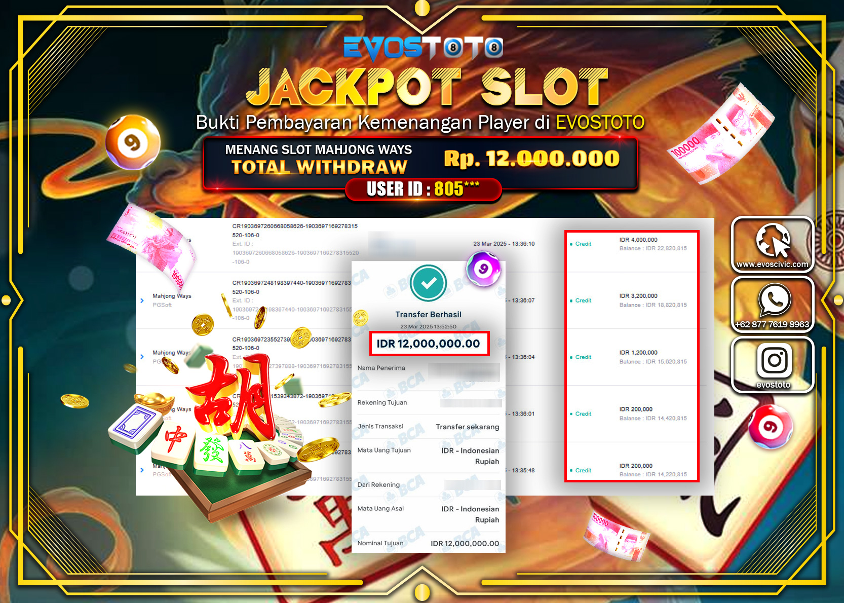 PEMBAYARAN JACKPOT SLOT MAHJJONG WAYS Rp. 12.000.000 DI BAYAR LANGSUNG !