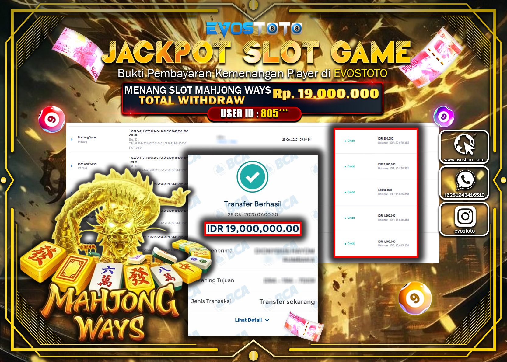PEMBAYARAN JACKPOT SLOT MAHJONG WAYS Rp19.000.000 DI BAYAR LANGSUNG !