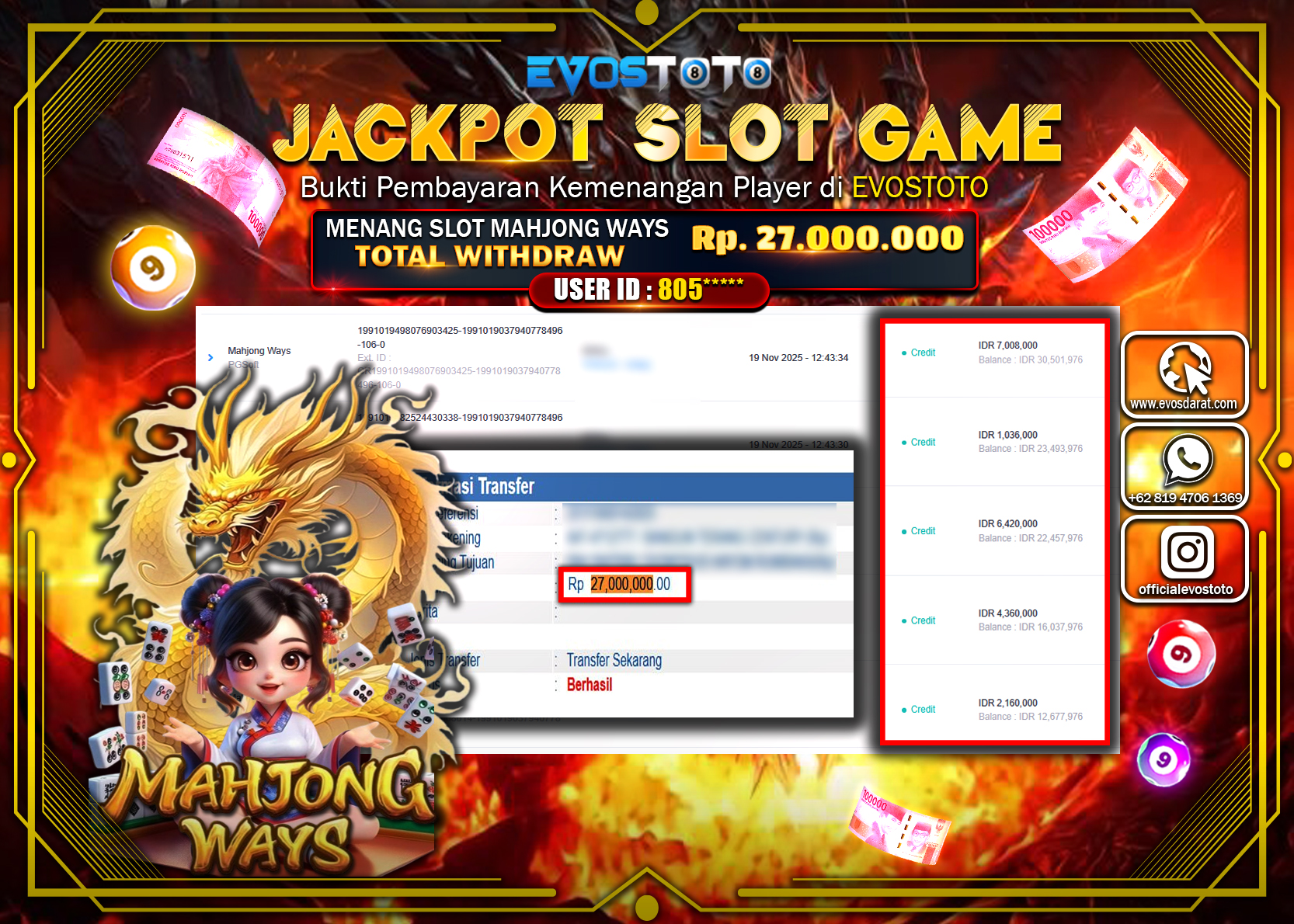 PEMBAYARAN JACKPOT SLOT MAHJONG WAYS  Rp27.000.000 DI BAYAR LANGSUNG !
