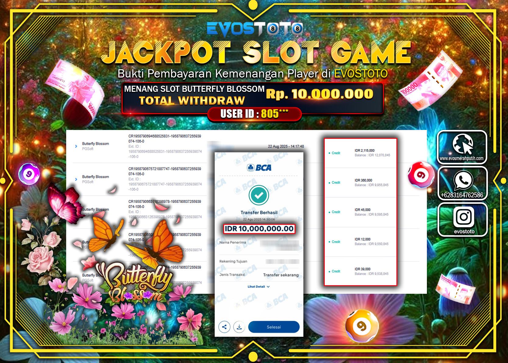 PEMBAYARAN JACKPOT SLOT BUTTERFLY BLOSSOM Rp10.000.000 DI BAYAR LANGSUNG !