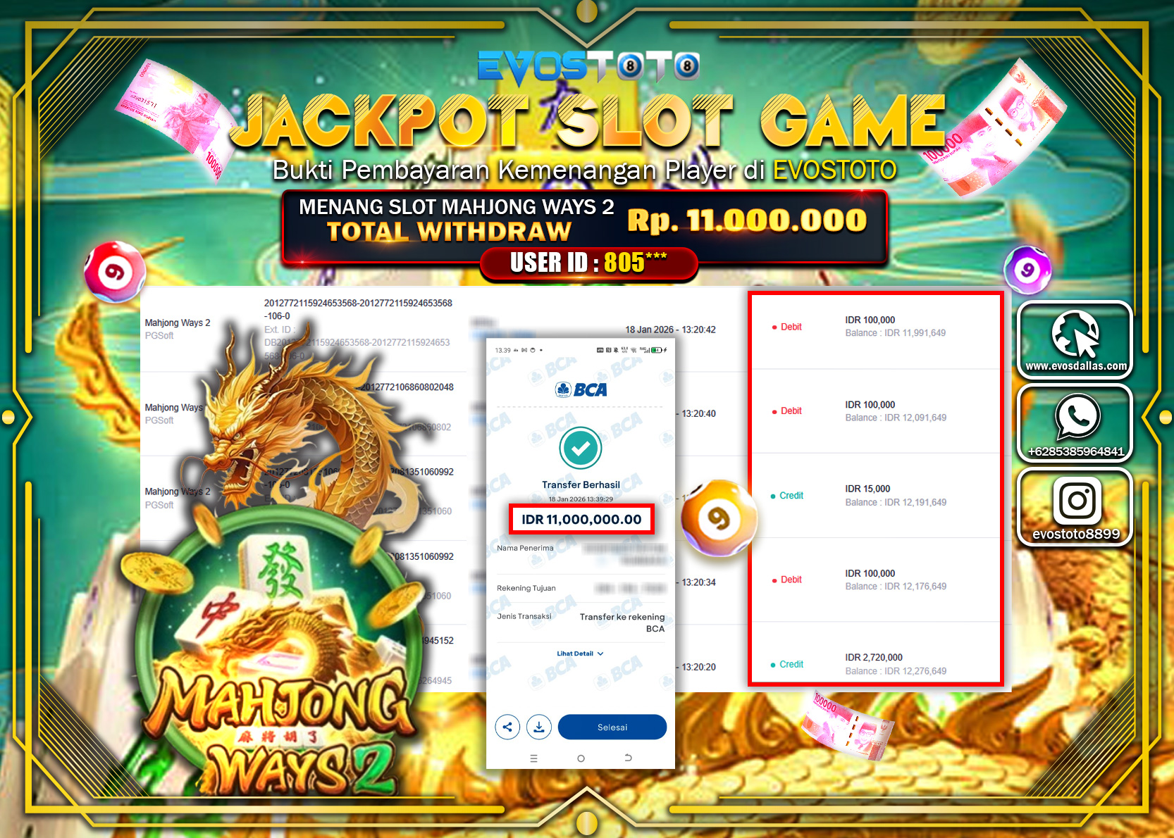 PEMBAYARAN JACKPOT SLOT MAHJONG WAYS 2 Rp.11.000.000 DI BAYAR LANGSUNG !