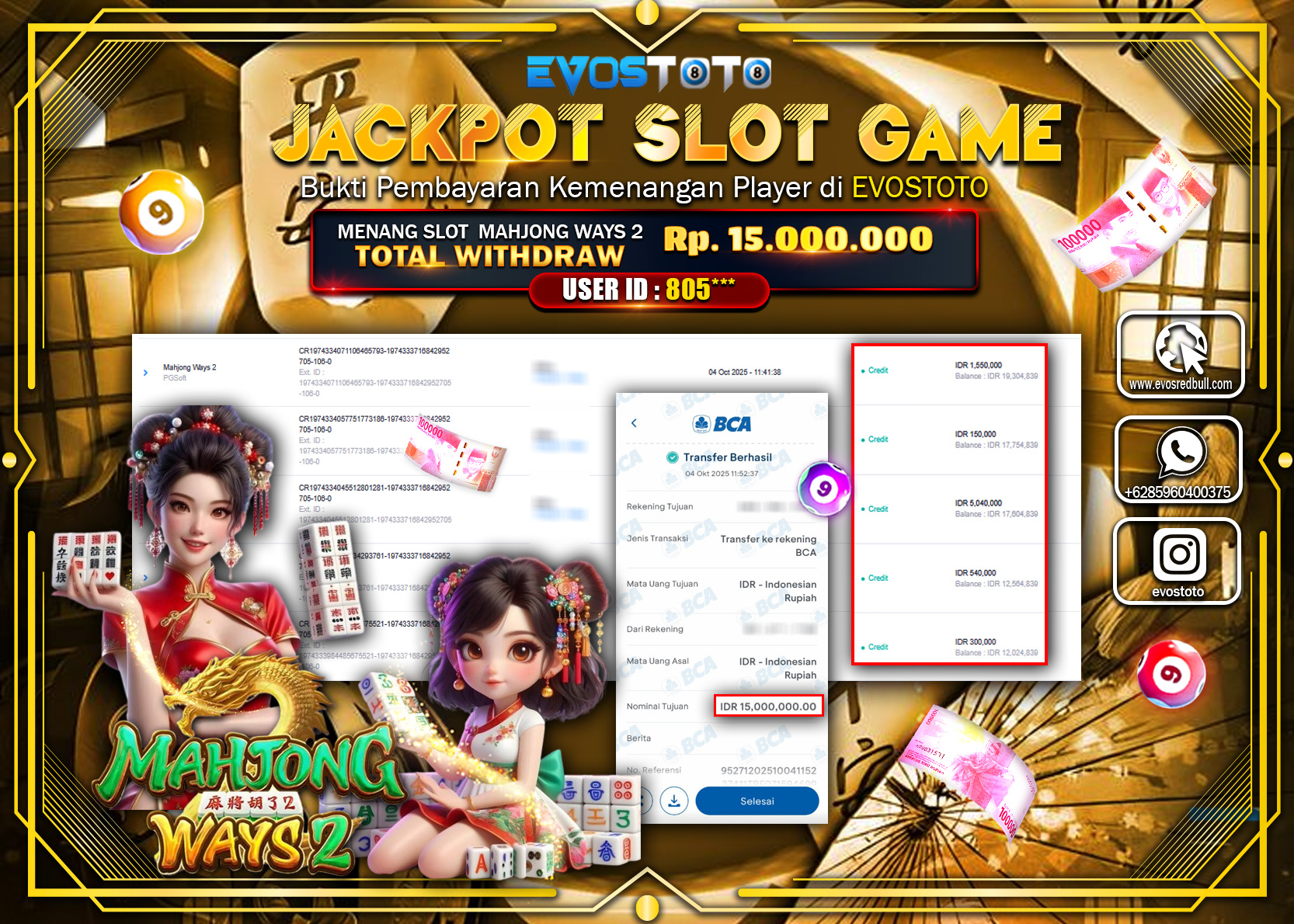 PEMBAYARAN JACKPOT SLOT MAHJONG WAYS 2  Rp15.000.000 DI BAYAR LANGSUNG !