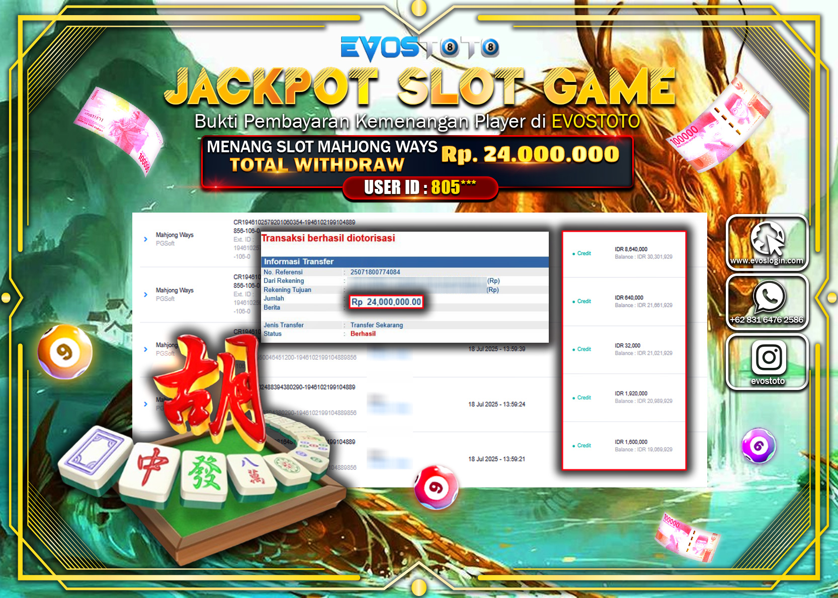 PEMBAYARAN JACKPOT SLOT MAHJONG WAYS Rp.24.000.000 DI BAYAR LANGSUNG !