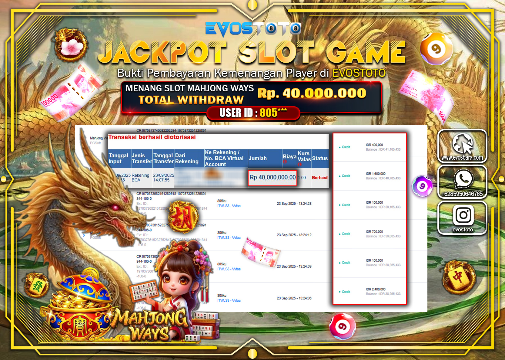 PEMBAYARAN JACKPOT SLOT MAHJONG WAYS  Rp40.000.000 DI BAYAR LANGSUNG !