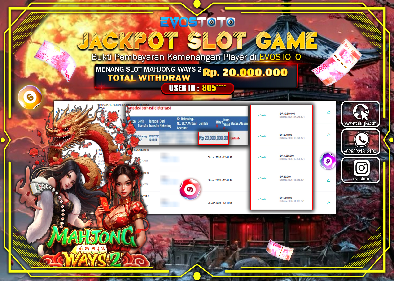 PEMBAYARAN JACKPOT SLOT MAHJONG WAYS 2 Rp.20.000.000 DI BAYAR LANGSUNG !
