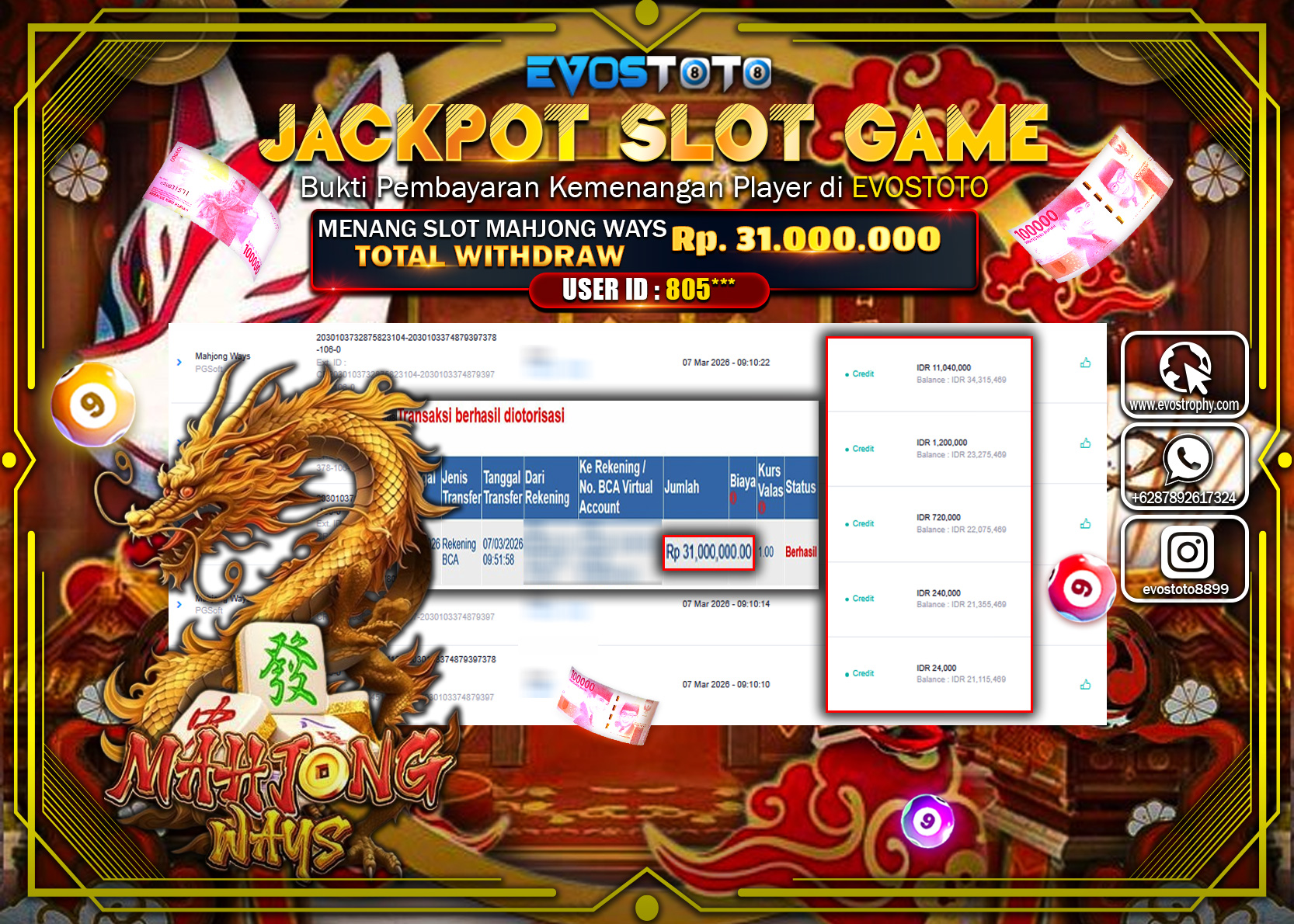 PEMBAYARAN JACKPOT SLOT MAHJONG WAYS Rp.31.000.000 DI BAYAR LANGSUNG !