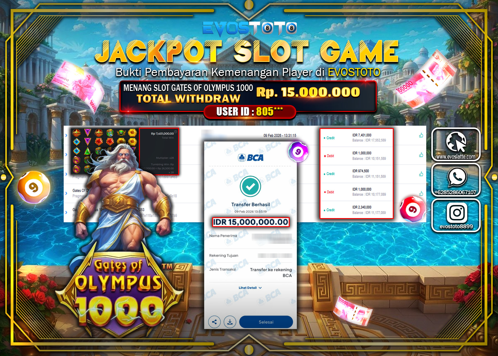 PEMBAYARAN JACKPOT SLOT GATES OF OLYMPUS 1000 Rp.15.000.000 DI BAYAR LANGSUNG !