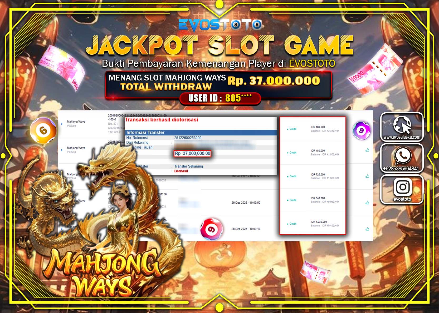 PEMBAYARAN JACKPOT SLOT MAHJONG WAYS Rp.37.000.000 DI BAYAR LANGSUNG !