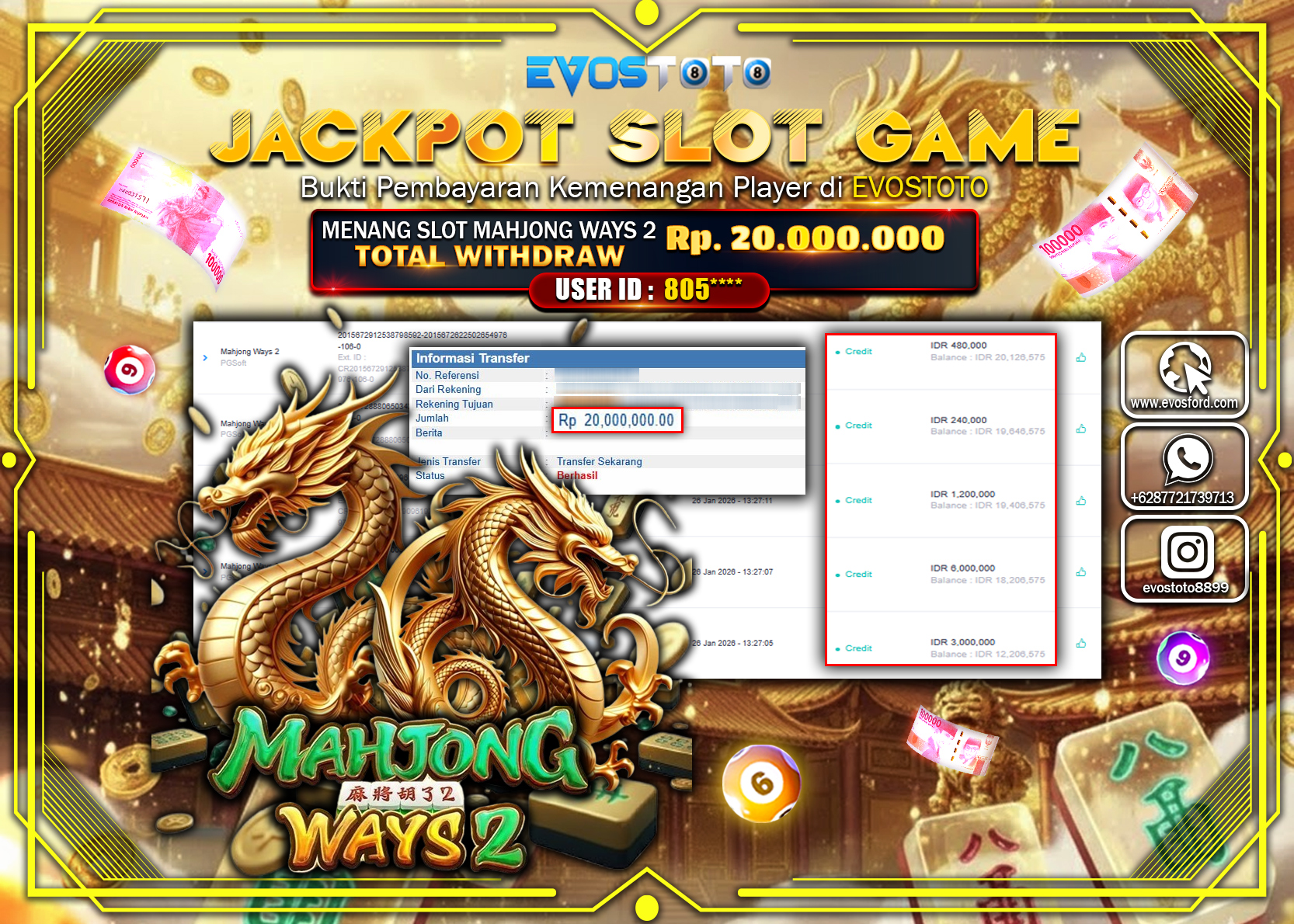 PEMBAYARAN JACKPOT SLOT MAHJONG WAYS 2 Rp.20.000.000 DI BAYAR LANGSUNG !