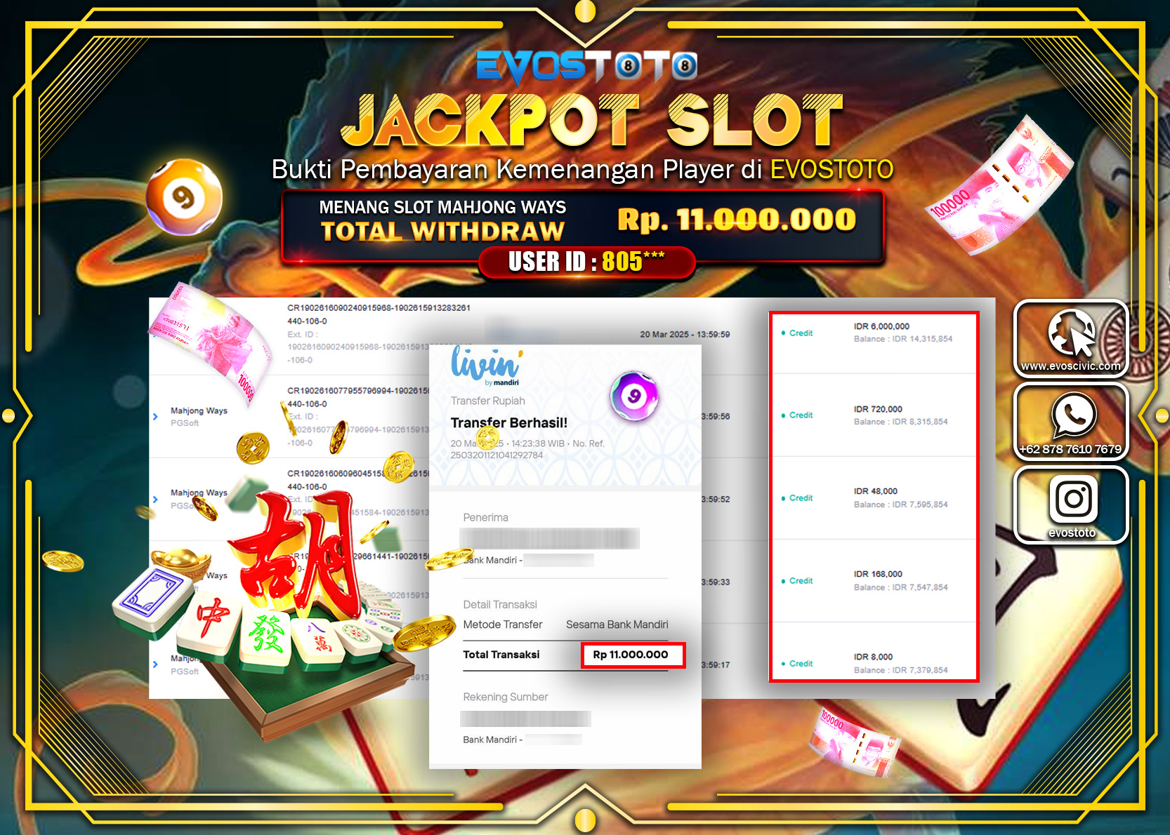 PEMBAYARAN JACKPOT SLOT MAHJJONG WAYS Rp.11.000.000 DI BAYAR LANGSUNG !