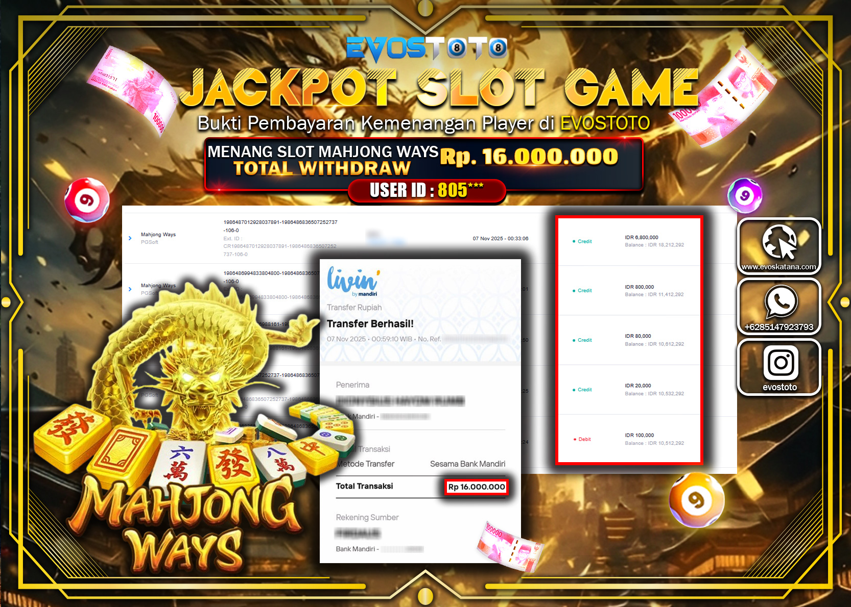 PEMBAYARAN JACKPOT SLOT MAHJONG WAYS Rp16.000.000 DI BAYAR LANGSUNG !