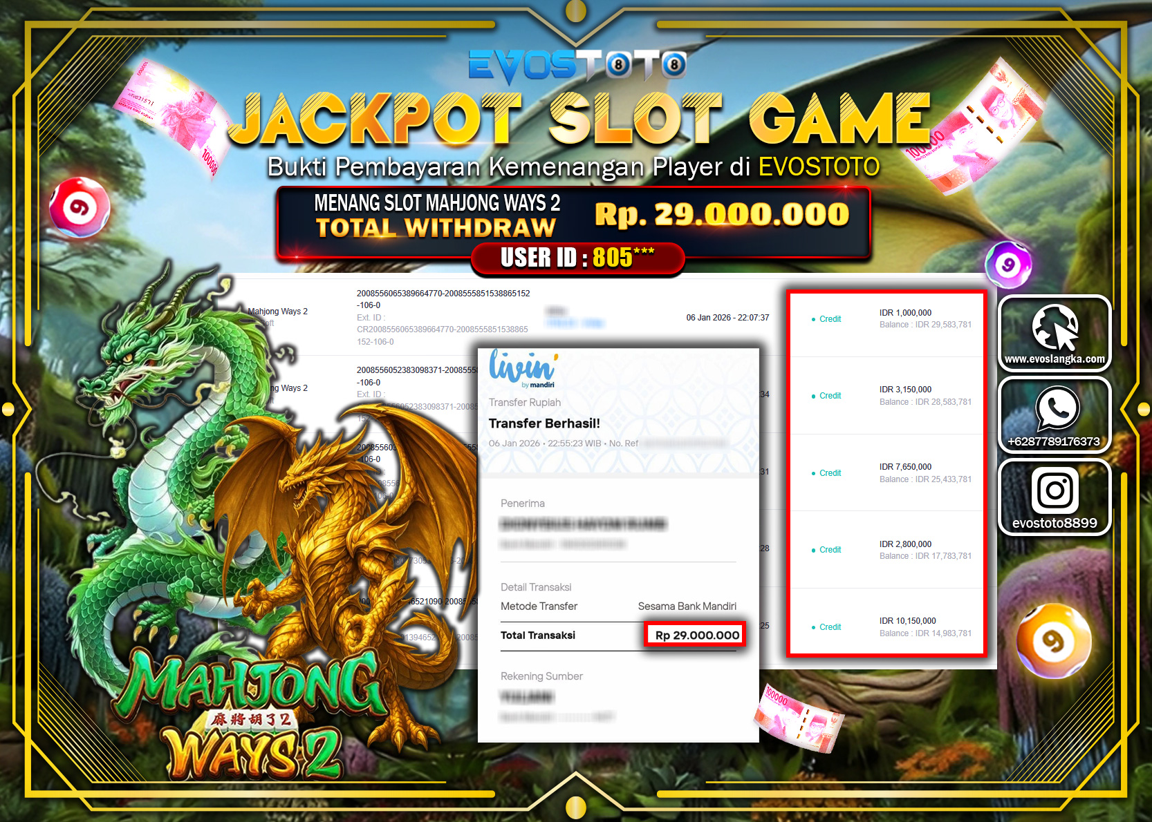 PEMBAYARAN JACKPOT SLOT MAHJONG WAYS 2 Rp.29.000.000 DI BAYAR LANGSUNG !