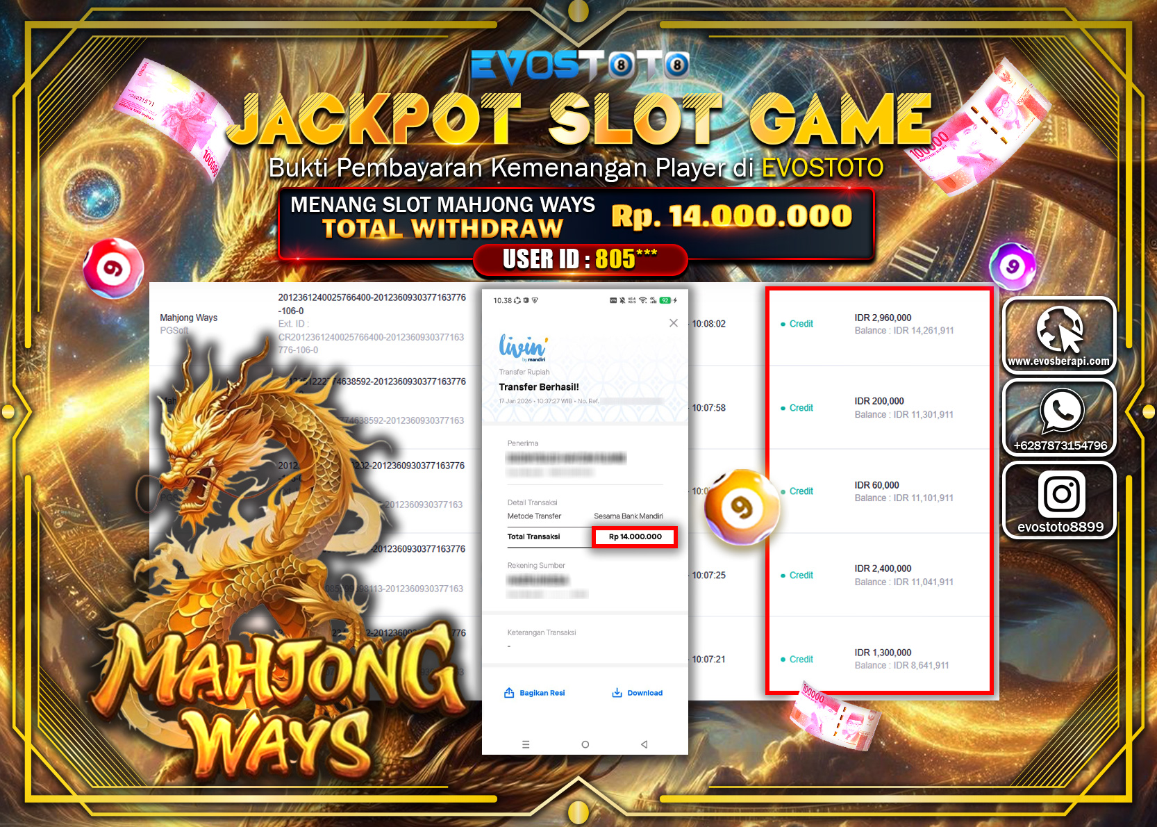 PEMBAYARAN JACKPOT SLOT MAHJONG WAYS Rp.14.000.000 DI BAYAR LANGSUNG !