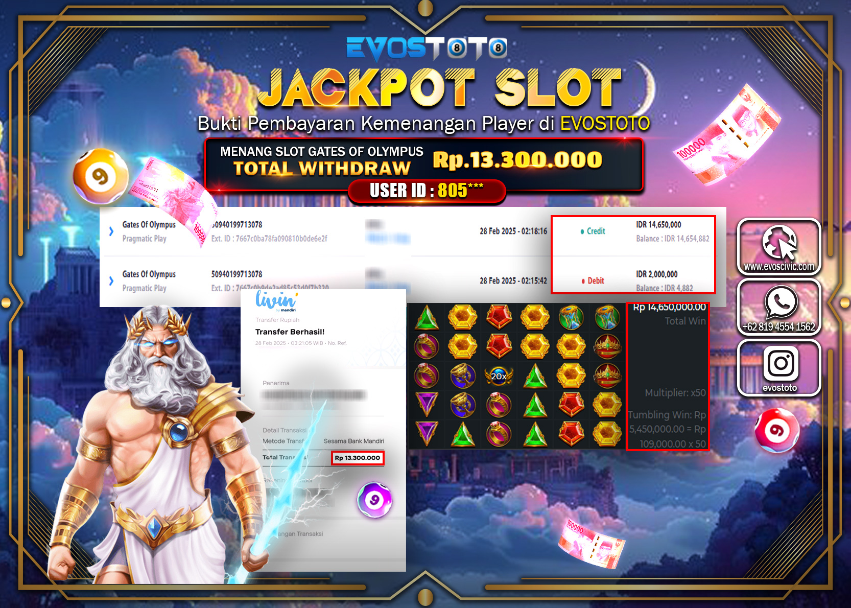 PEMBAYARAN JACKPOT SLOT GATES OF OLYMPUS Rp.13.300.000 DI BAYAR LANGSUNG !