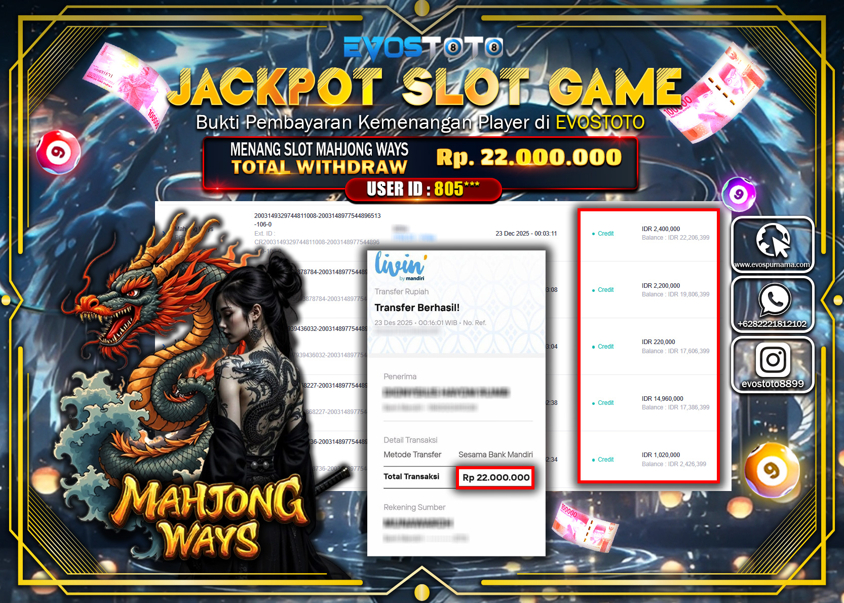 PEMBAYARAN JACKPOT SLOT MAHJONG WAYS Rp.22.000.000 DI BAYAR LANGSUNG !