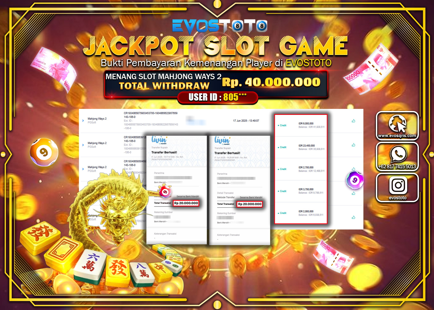 PEMBAYARAN JACKPOT SLOT MAHJONG WAYS 2 RP40.000.000 DI BAYAR LANGSUNG !