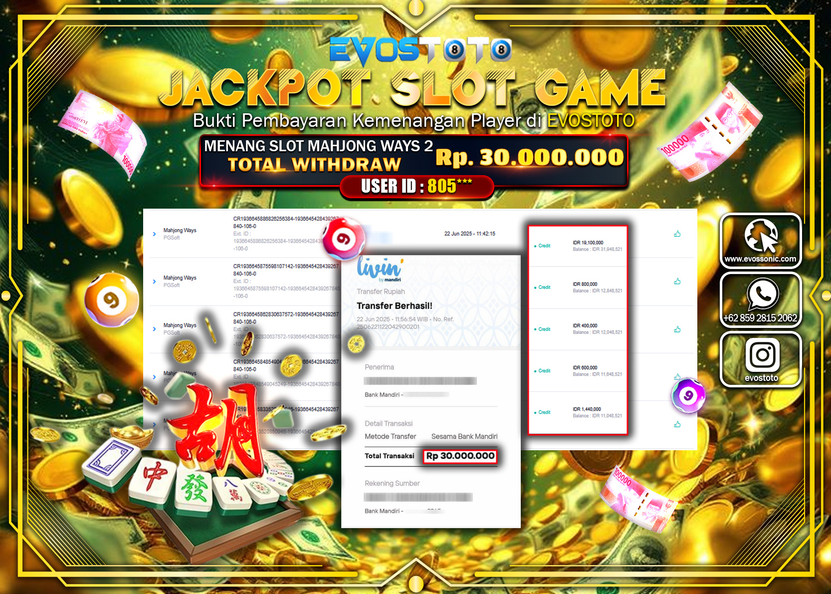 PEMBAYARAN JACKPOT SLOT MAHJONG WAYS 2 RP30.000.000 DI BAYAR LANGSUNG !