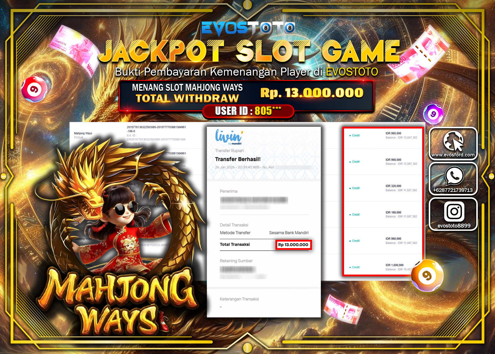 PEMBAYARAN JACKPOT SLOT MAHJONG WAYS Rp.13.000.000 DI BAYAR LANGSUNG !