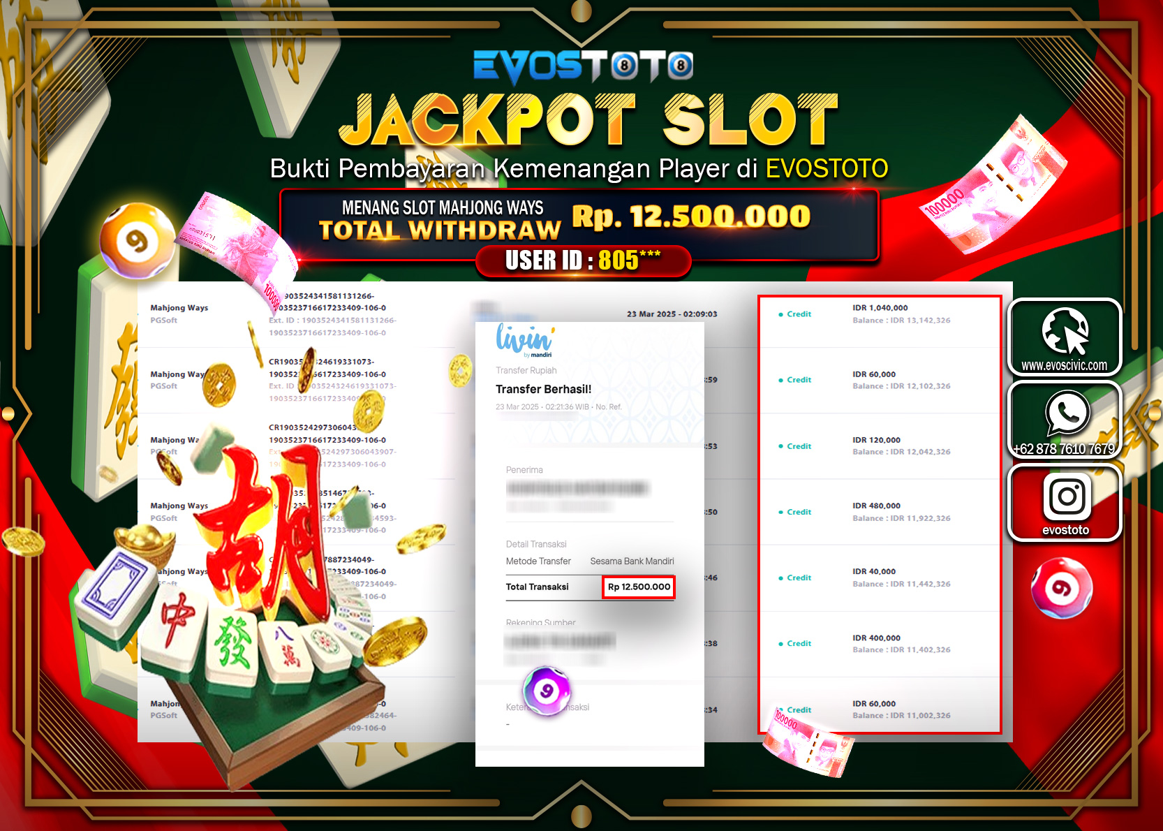 PEMBAYARAN JACKPOT SLOT MAHJJONG WAYS Rp. 12.500.000 DI BAYAR LANGSUNG !