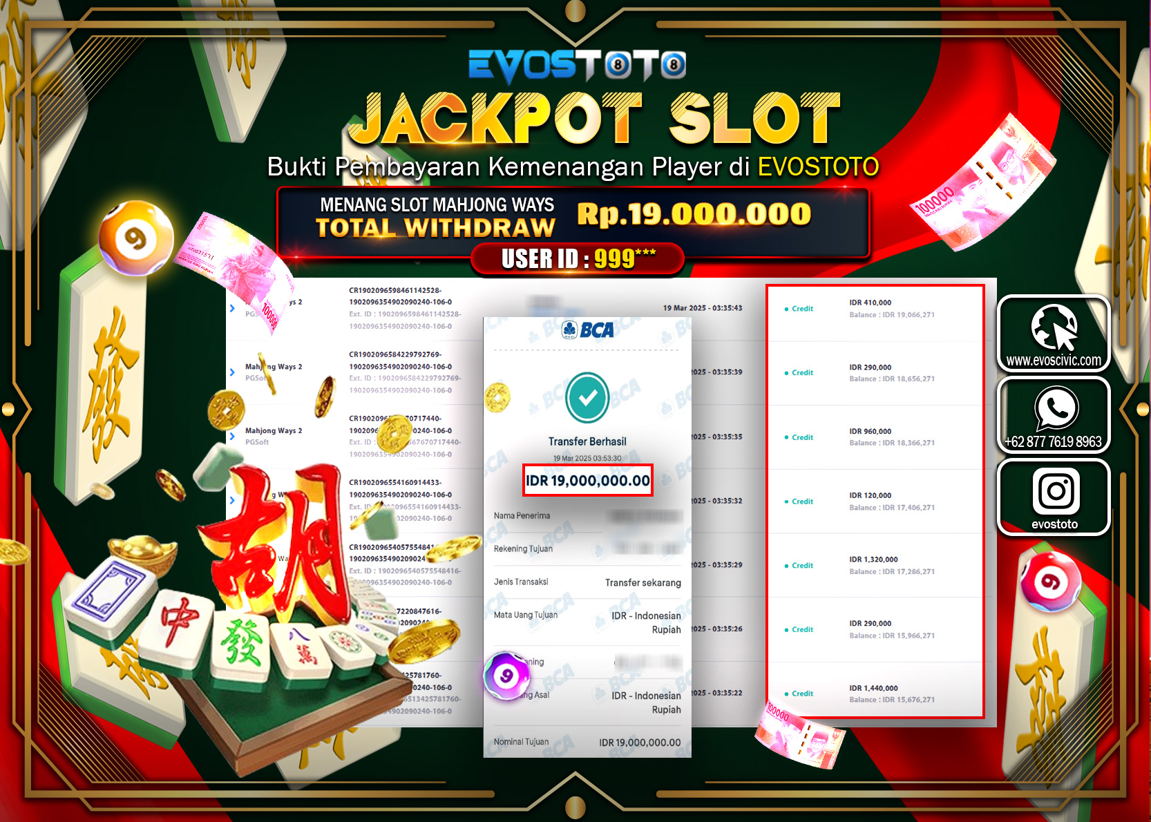 PEMBAYARAN JACKPOT SLOT MAHJJONG WAYS 2 Rp.19.000.000 DI BAYAR LANGSUNG !