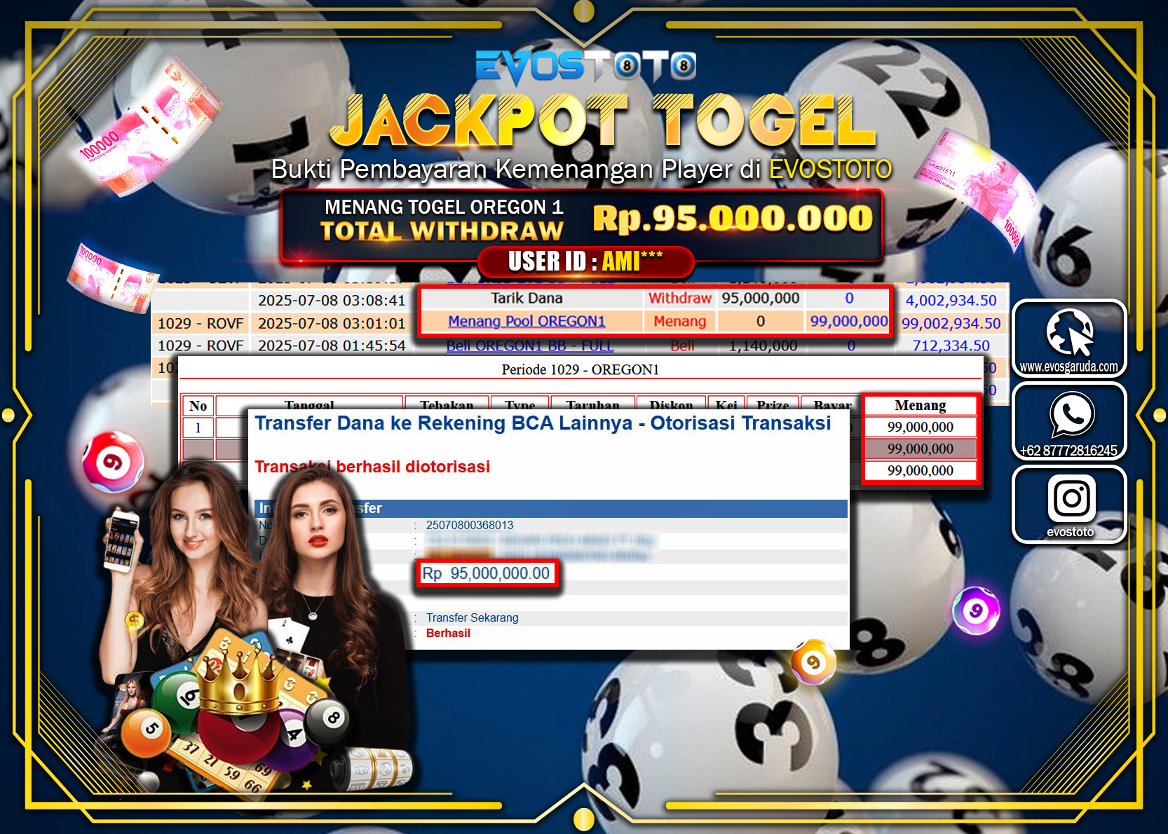 PEMBAYARAN JACKPOT TOGEL OREGON 1 RP95.000.000 DI BAYAR LANGSUNG !
