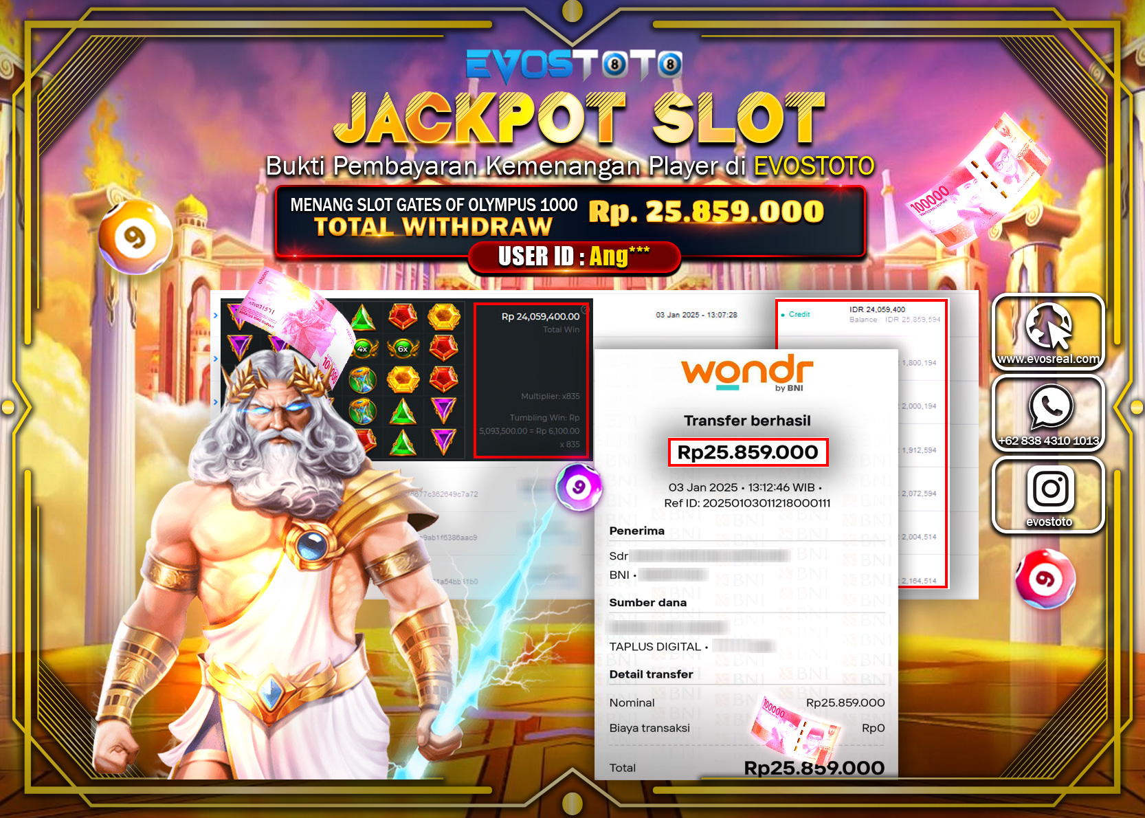 PEMBAYARAN JACKPOT SLOT GATES OF OLYMPUS 1000 Rp25.859.000 DI BAYAR LANGSUNG !