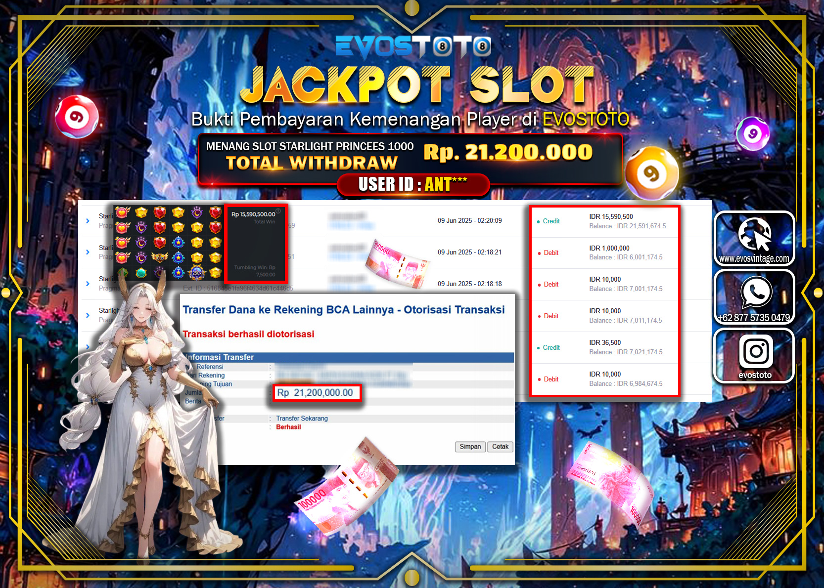 PEMBAYARAN JACKPOT SLOT STARLIGHT PRINCESS 21.200.000 DI BAYAR LANGSUNG !