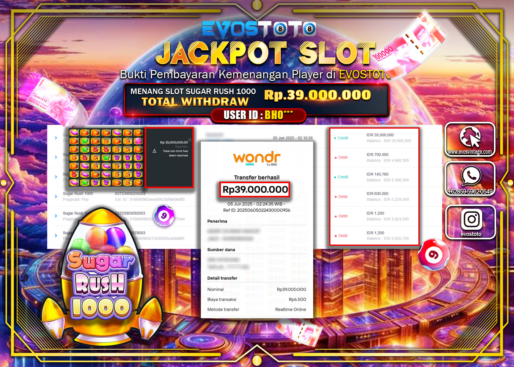PEMBAYARAN JACKPOT SLOT SUGAR RUSH 1000 Rp39.000.000 DI BAYAR LANGSUNG !