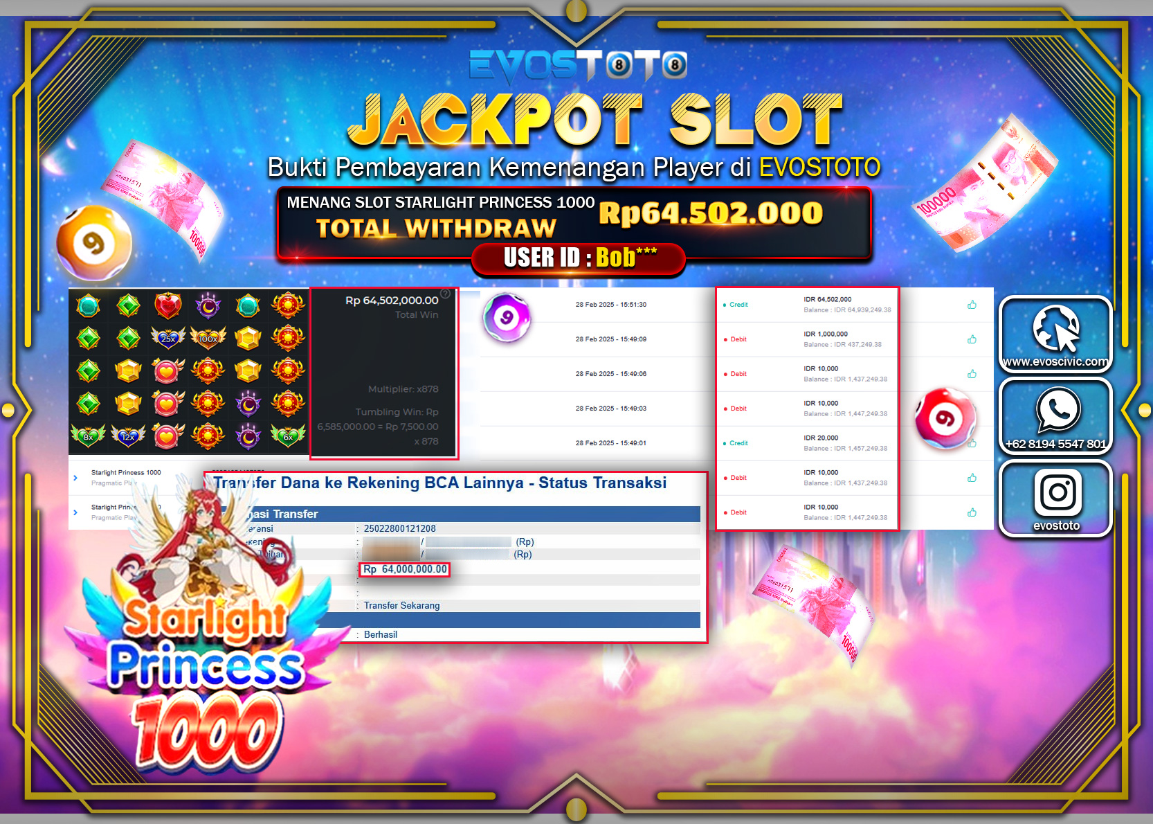 PEMBAYARAN JACKPOT SLOT STARLIGHT PRINCES 1000 RP.64.502.000 DI BAYAR LANGSUNG !