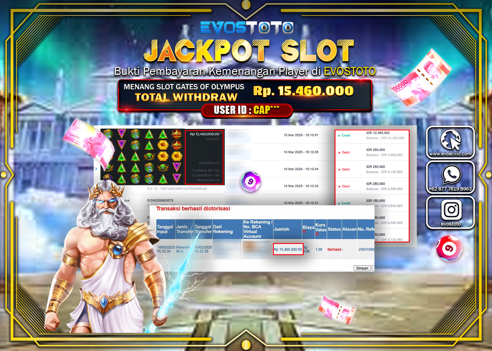 PEMBAYARAN JACKPOT SLOT GATES OF OLYMPUS Rp.15.460.000.- DI BAYAR LANGSUNG !