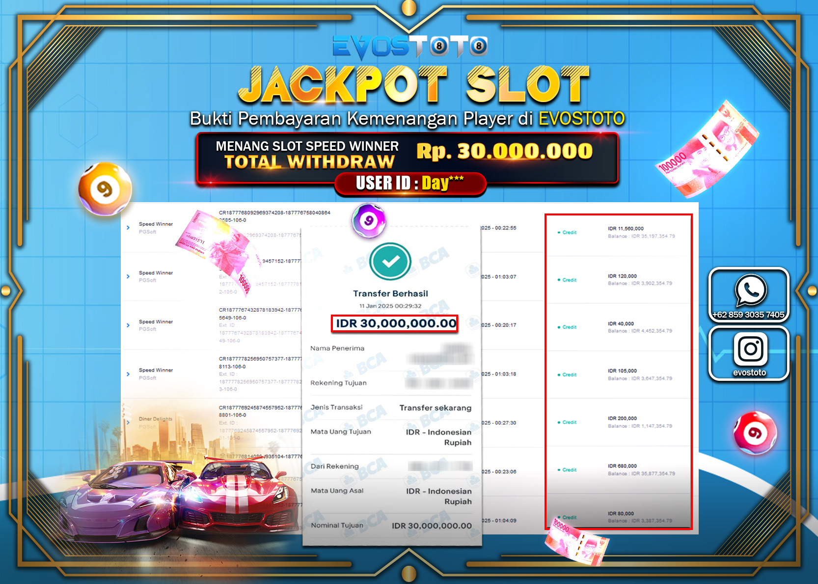 PEMBAYARAN JACKPOT SLOT SPEED WINNER 30.000.000 DI BAYAR LANGSUNG !
