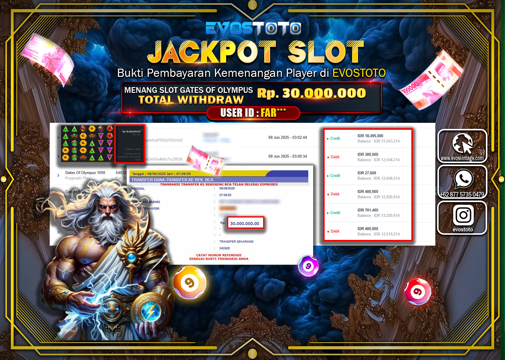 PEMBAYARAN JACKPOT SLOT GATES OF OLYMPUS 30.000.000 DI BAYAR LANGSUNG !