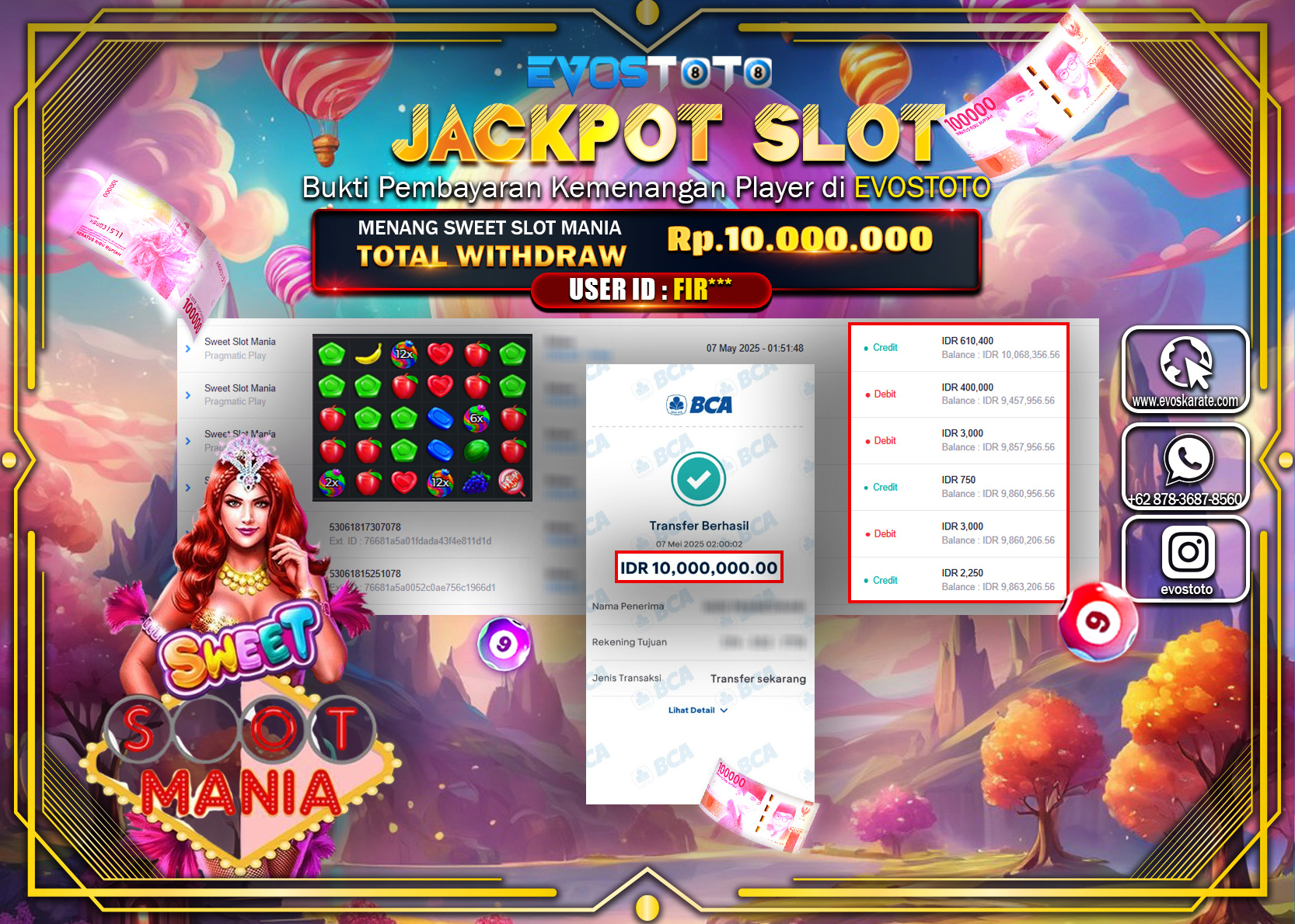 PEMBAYARAN JACKPOT SWEET SLOT MANIA  10.000.000 DI BAYAR LANGSUNG !