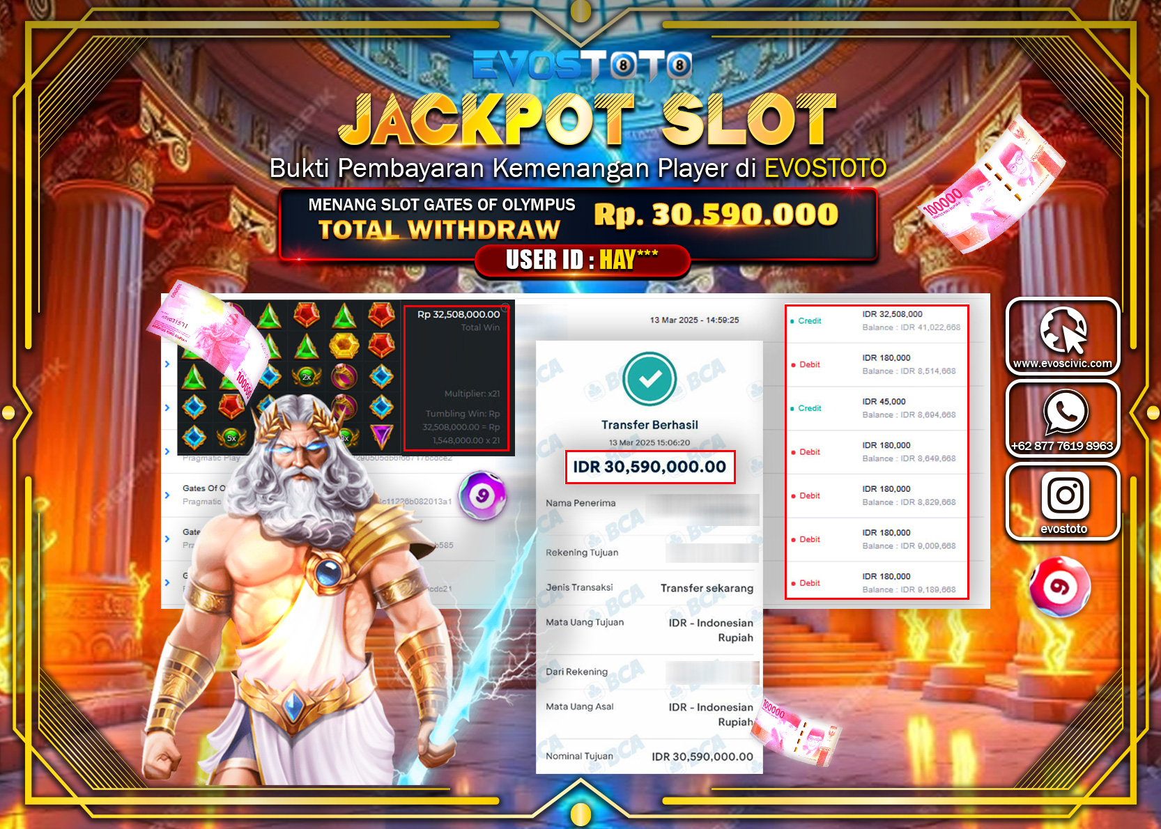 PEMBAYARAN JACKPOT SLOT GATES OF OLYMPUS Rp.30.590.000 DI BAYAR LANGSUNG !