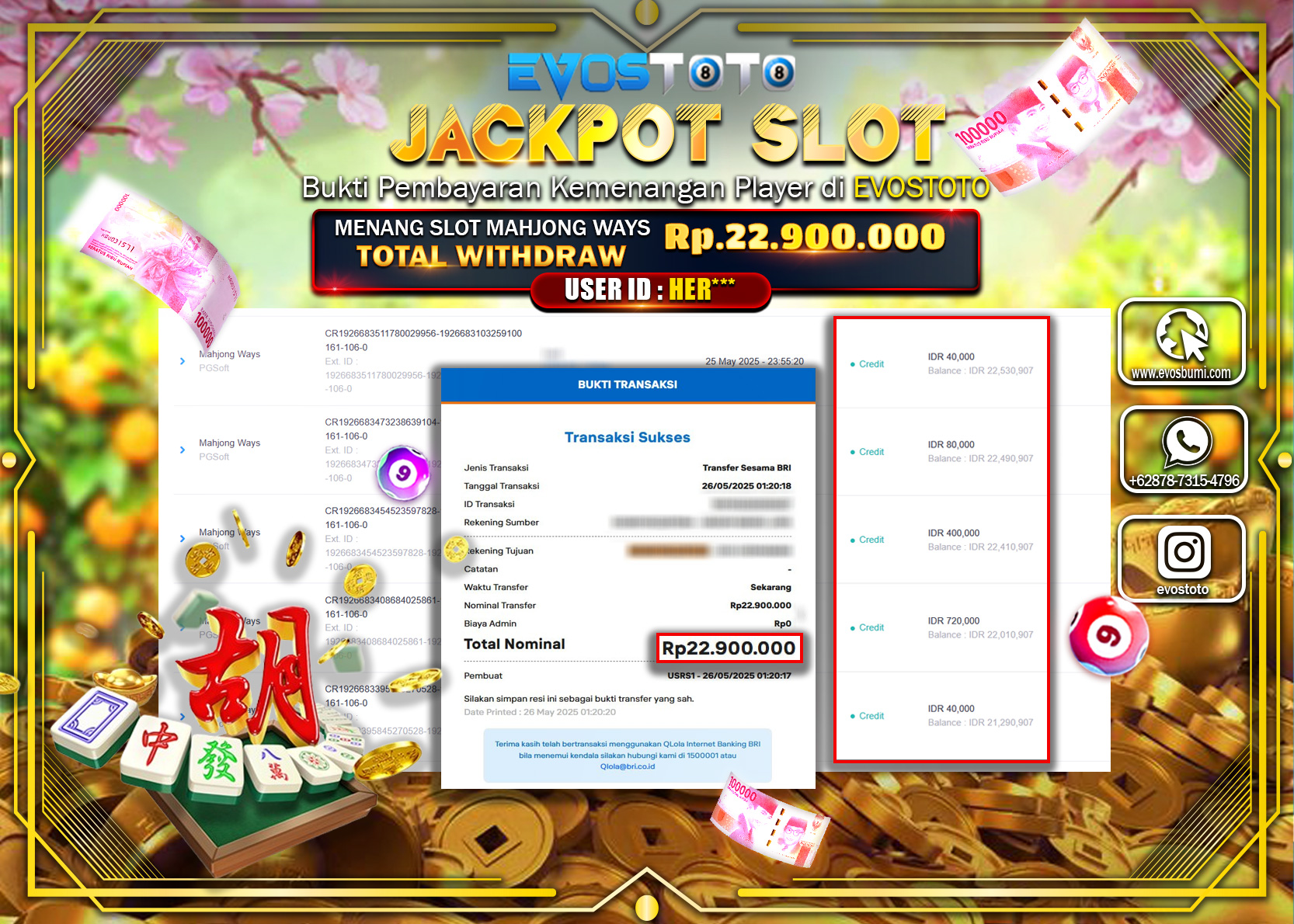 PEMBAYARAN JACKPOT SLOT MAHJONG WAYS  Rp22.900.000 DI BAYAR LANGSUNG !