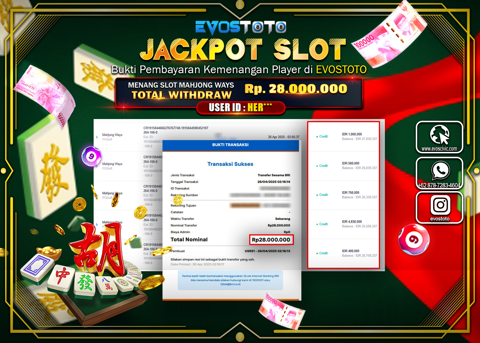 PEMBAYARAN JACKPOT SLOT MAHJONG WAYS  28.000.000 DI BAYAR LANGSUNG !
