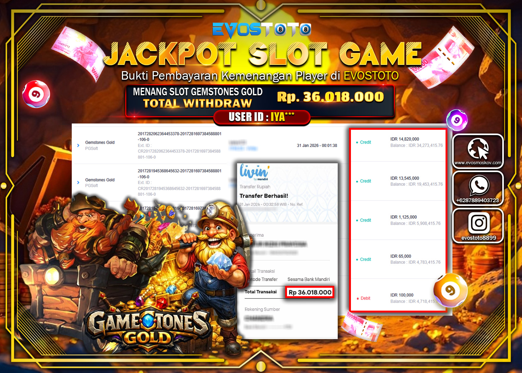 PEMBAYARAN JACKPOT SLOT GEMSTONES GOLD Rp.36.018.000 DI BAYAR LANGSUNG !